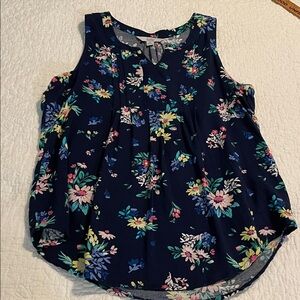 Croft & Barrow Navy Floral Sleeveless Blouse